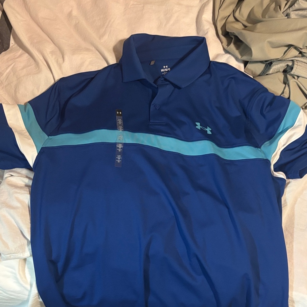 Under Armour Men's Blue and Teal Polo Shirt